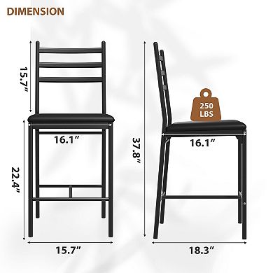 PU Upholstered Bar Stools with X Shaped Backrest and Metal Footrest for Kitchen Island