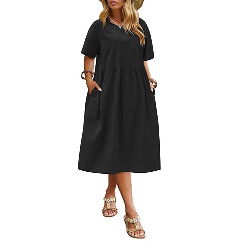 Женские платья Zeagoo Women's Plus Size Short Sleeve Cotton Casual Long Summer Sundress with Pockets