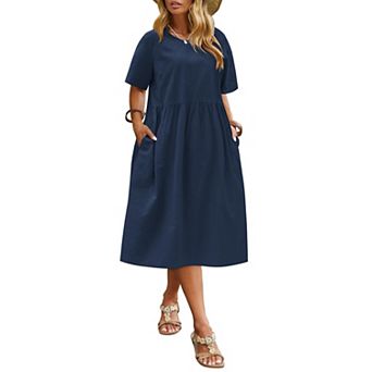 Zeagoo Women's Plus Size Short Sleeve Cotton Casual Long Summer Sundress with Pockets