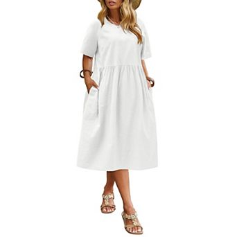 Zeagoo Women's Plus Size Short Sleeve Cotton Casual Long Summer Sundress with Pockets
