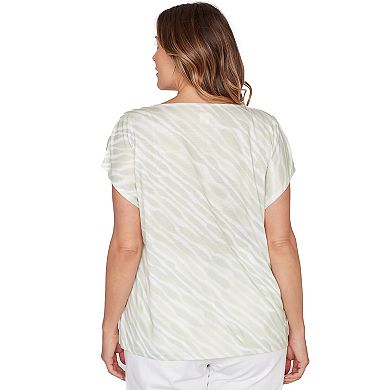 Hearts of Palm Plus Size Bloom Service Printed Poly T Sleeve Top