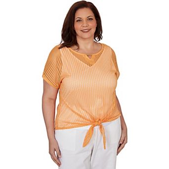 Hearts of Palm Plus Size Fun In The Sun Solid Textured Knit T Sleeve Top
