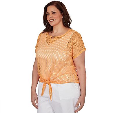 Hearts of Palm Plus Size Fun In The Sun Solid Textured Knit T Sleeve Top