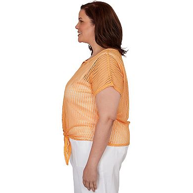 Hearts of Palm Plus Size Fun In The Sun Solid Textured Knit T Sleeve Top