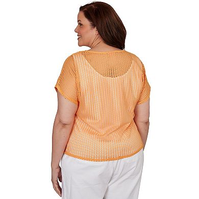 Hearts of Palm Plus Size Fun In The Sun Solid Textured Knit T Sleeve Top