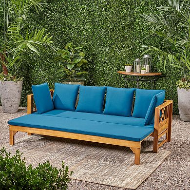 Outdoor Daybed With Extendable Frame In Acacia Wood For Garden