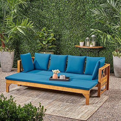 Outdoor Daybed With Extendable Frame In Acacia Wood For Garden