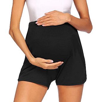 Women's Maternity Active Shorts Stretch Waist Yoga Pregnancy Shorts