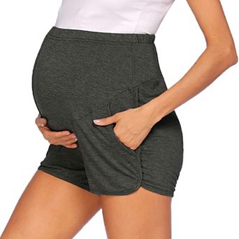 Women's Maternity Active Shorts Stretch Waist Yoga Pregnancy Shorts