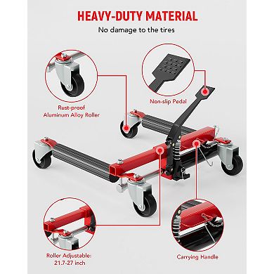 GOCAPTAIN Heavy Duty Hydraulic Car Wheel Dolly Set - 3000 lbs Capacity, 12" Wheels, Easy-Release