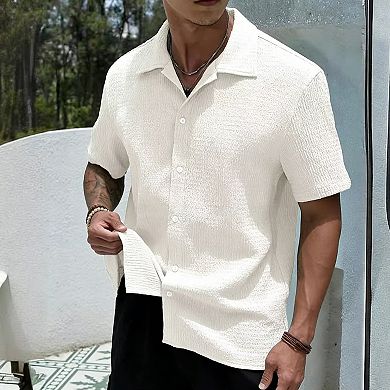Men's Short Sleeve Button Down Shirt Casual Beach Shirt