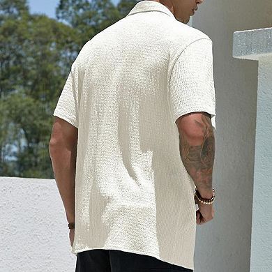 Men's Short Sleeve Button Down Shirt Casual Beach Shirt