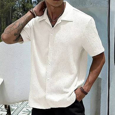 Men's Short Sleeve Button Down Shirt Casual Beach Shirt