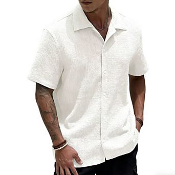Men's Short Sleeve Button Down Shirt Casual Beach Shirt