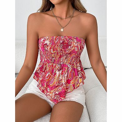 Women's Paisley Smocked Tube Top