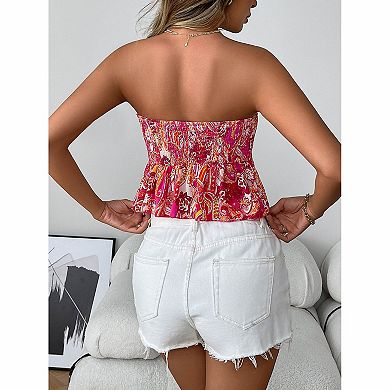 Women's Paisley Smocked Tube Top