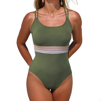 Women's 1 pc Swimsuit Scoop Neck Sleeveless High Waisted Bathing Suit