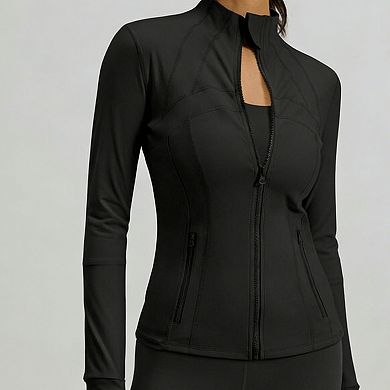 Women's Full Zip Athletic Jacket Slim Fit Workout Jacket with Pockets for Yoga Running