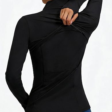 Women's Full Zip Athletic Jacket Slim Fit Workout Jacket with Pockets for Yoga Running