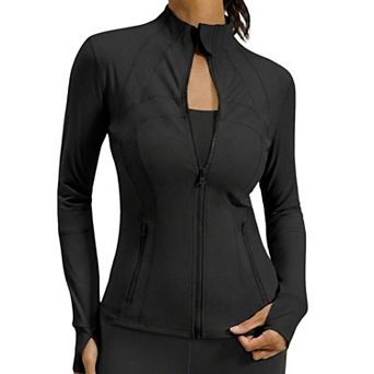 Women's Full Zip Athletic Jacket Slim Fit Workout Jacket with Pockets for Yoga Running