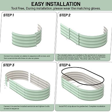 Two packs Oval Raised Garden Bed (4ft x 2ft x 1ft) Corrugated Planter Box, Rust-Resistant