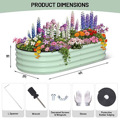 Two packs Oval Raised Garden Bed (4ft x 2ft x 1ft) Corrugated Planter Box, Rust-Resistant