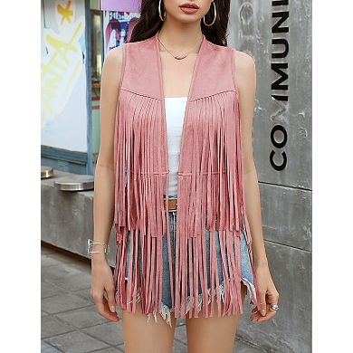 Women's Fringe Vest Sleeveless V-Neck Casual Layering Vest