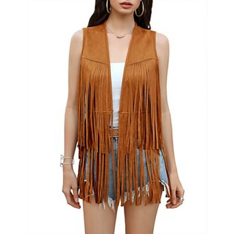 Women's Fringe Vest Sleeveless V-Neck Casual Layering Vest