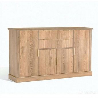 Fluted Sideboard Buffet Cabinet Credenza with Storage Drawers