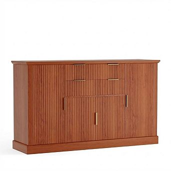 Fluted Sideboard Buffet Cabinet Credenza with Storage Drawers