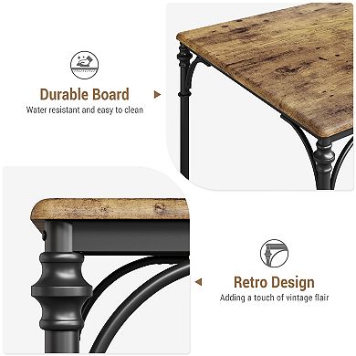 Five Piece Dining Table Set with Chairs Metal and Wood Dinette Set for Small Spaces