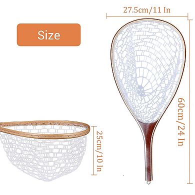 Wooden Handle Lightweight Knotless Rubber Net