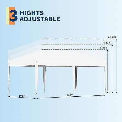 10x20 Pop Up Canopy, One Push Setup, UPF 50+, Waterproof, Wheeled Bag