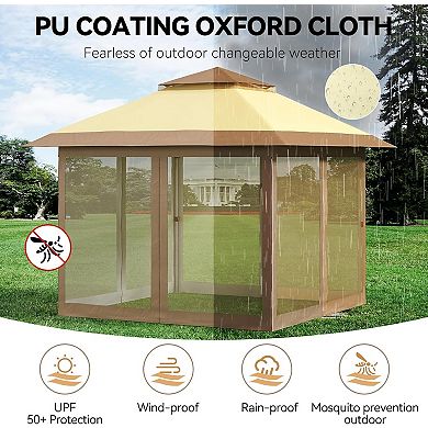 12x12 ft Popup Gazebo with Netting, Vented Roof, Sand Bag