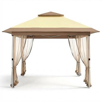 12x12 ft Popup Gazebo with Netting, Vented Roof, Sand Bag