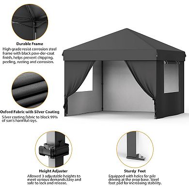 10x10 Pop Up Canopy, 4 Sidewalls, One Push, Roller Bag, Sandbags