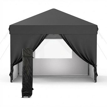 10x10 Pop Up Canopy, 4 Sidewalls, One Push, Roller Bag, Sandbags