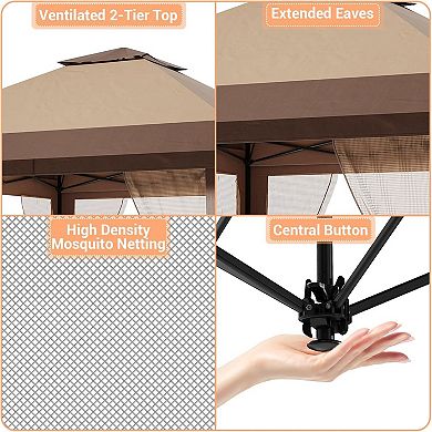 13x13ft Pop-Up Canopy, Mosquito Net & Sidewalls, Waterproof UV