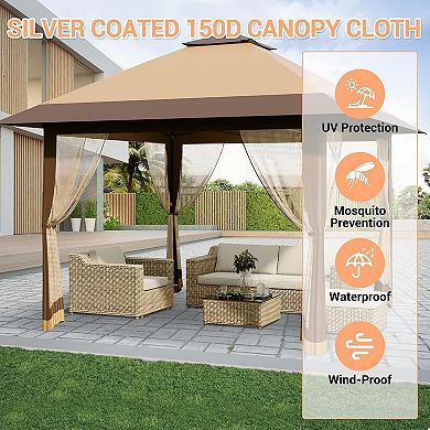 13x13ft Pop-Up Canopy, Mosquito Net & Sidewalls, Waterproof UV