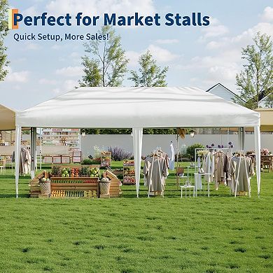 10x20 Pop Up Canopy, 4 Sidewalls, UPF 50+, Waterproof, Roller Bag, Sandbags