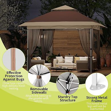 10x10 FT Pop Up Canopy, Mosquito Net, Wheeled Bag, Adjustable, All-Weather