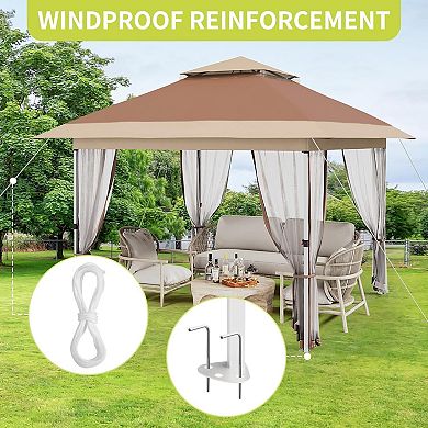 10x10 FT Pop Up Canopy, Mosquito Net, Wheeled Bag, Adjustable, All-Weather