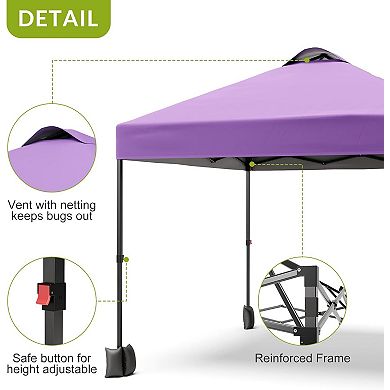 10x10 Pop Up Canopy with Sidewall, Vented Roof, Roller Bag, for Camping & Beach