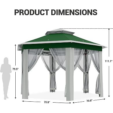 13x13ft Hexagonal Pop-up Gazebo with Mosquito Net, Carry Bag