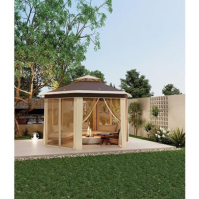 13x13ft Hexagonal Pop-up Gazebo with Mosquito Net, Carry Bag