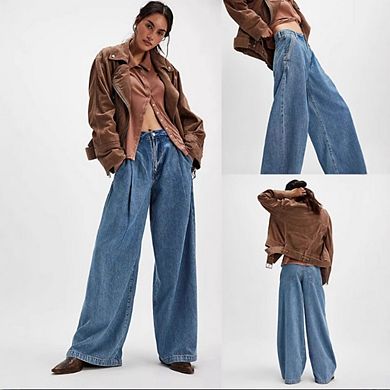 Womens Baggy Jeans High Waisted Relaxed Fit Casual Denim Jeans