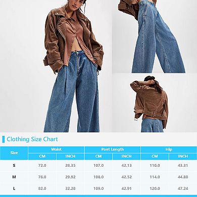 Womens Baggy Jeans High Waisted Relaxed Fit Casual Denim Jeans