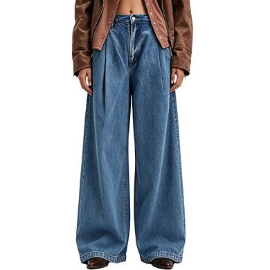 Womens Baggy Jeans High Waisted Relaxed Fit Casual Denim Jeans
