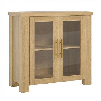 Sideboard Cabinet with Glass Doors and Interior Storage for Dining and Living Spaces