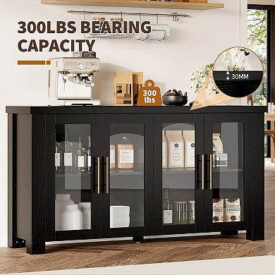 Sideboard Buffet Cabinet Storage Credenza with Glass Doors for Dining Room Kitchen Living Room